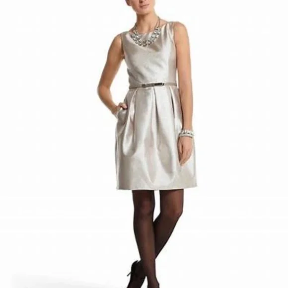 White House Black Market Metallic Tulip Dress